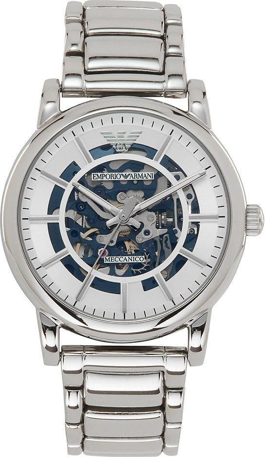 Emporio Armani Meccanico Automatic Silver Dial Silver Steel Strap Watch for Men - AR60006 - Image 6
